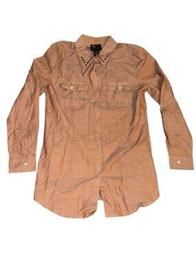 Serena Williams Signature Statement Studded Collar Brown Shirt M Womens